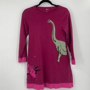 Leveret Kids Embroidered Dinosaur Purple Long Sleeve Knee Length Dress Girls 14